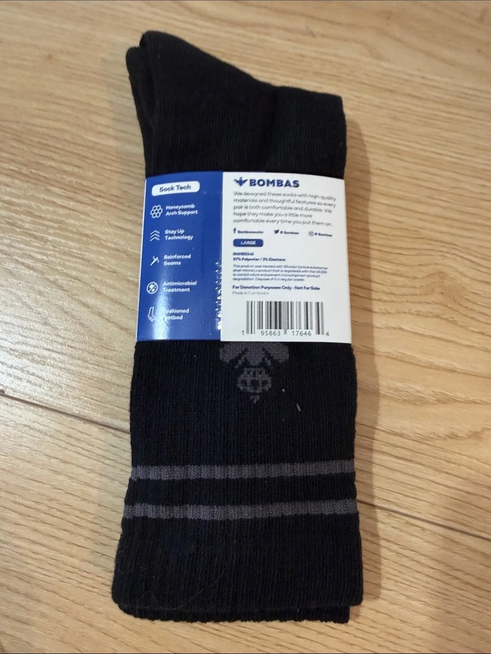 Bombas Unisex Sock Tech black knee high socks w Honeycomb Arch Support System
